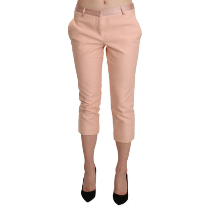 Ermanno Scervino Pink Low Waist Skinny Cropped Capri Pants
