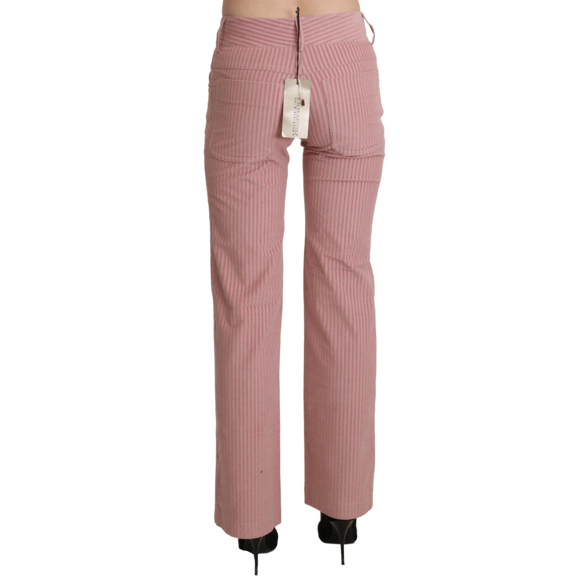 Ermanno Scervino Pink Mid Waist Straight Trouser Cotton Pants