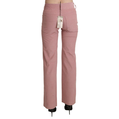 Ermanno Scervino Pink Mid Waist Straight Trouser Cotton Pants