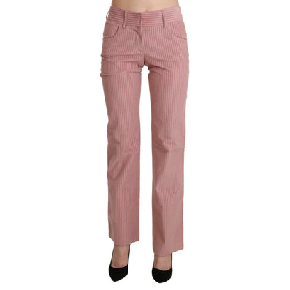 Ermanno Scervino Pink Mid Waist Straight Trouser Cotton Pants