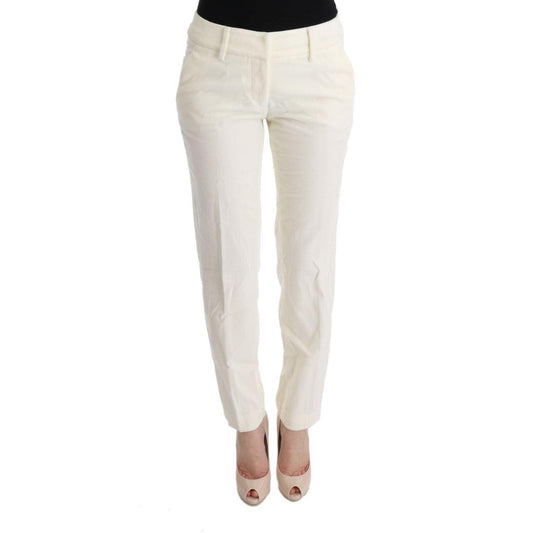 Ermanno Scervino White Cotton Regular Fit Casual Pants