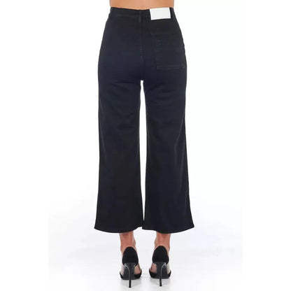 Frankie Morello Black Cotton Women Cropped Trouser