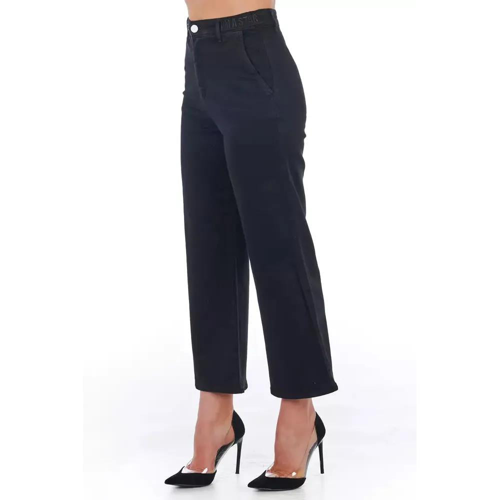 Frankie Morello Black Cotton Women Cropped Trouser