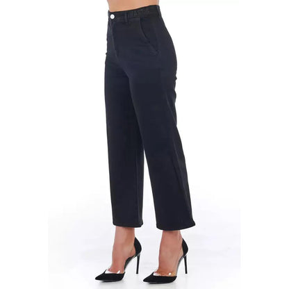Frankie Morello Black Cotton Women Cropped Trouser