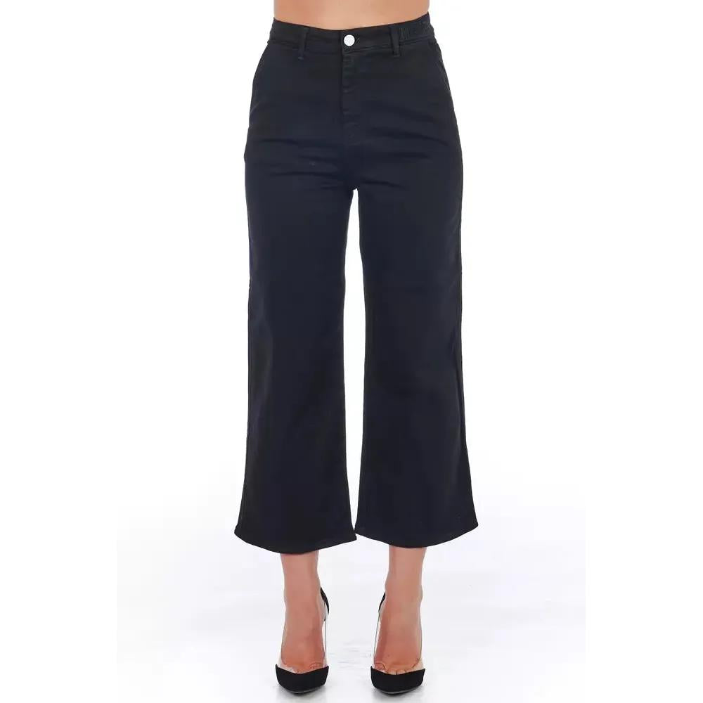 Frankie Morello Black Cotton Women Cropped Trouser