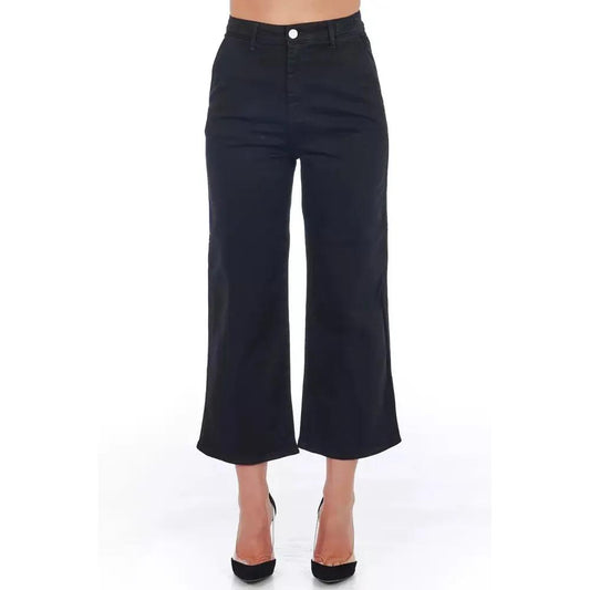 Frankie Morello Black Cotton Women Cropped Trouser