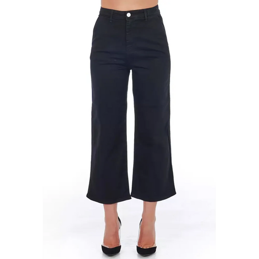 Frankie Morello Black Cotton Women Cropped Trouser