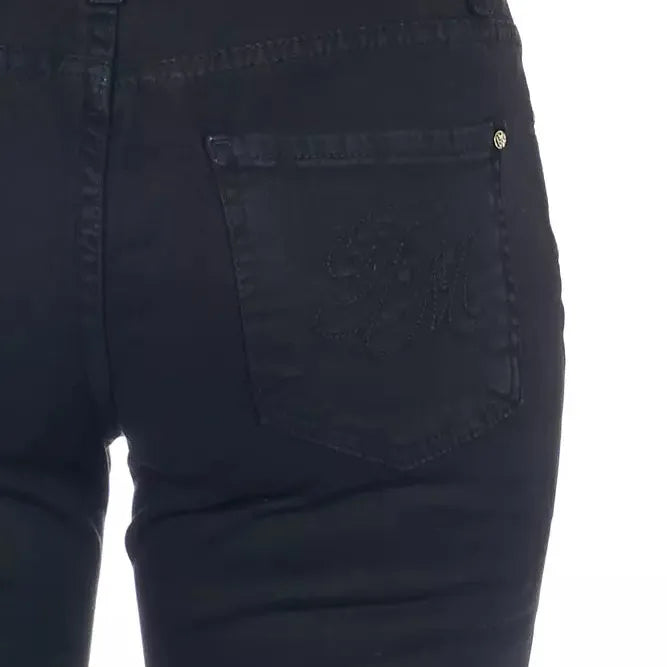 Frankie Morello Black Cotton Women Jeans