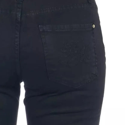 Frankie Morello Black Cotton Women Jeans