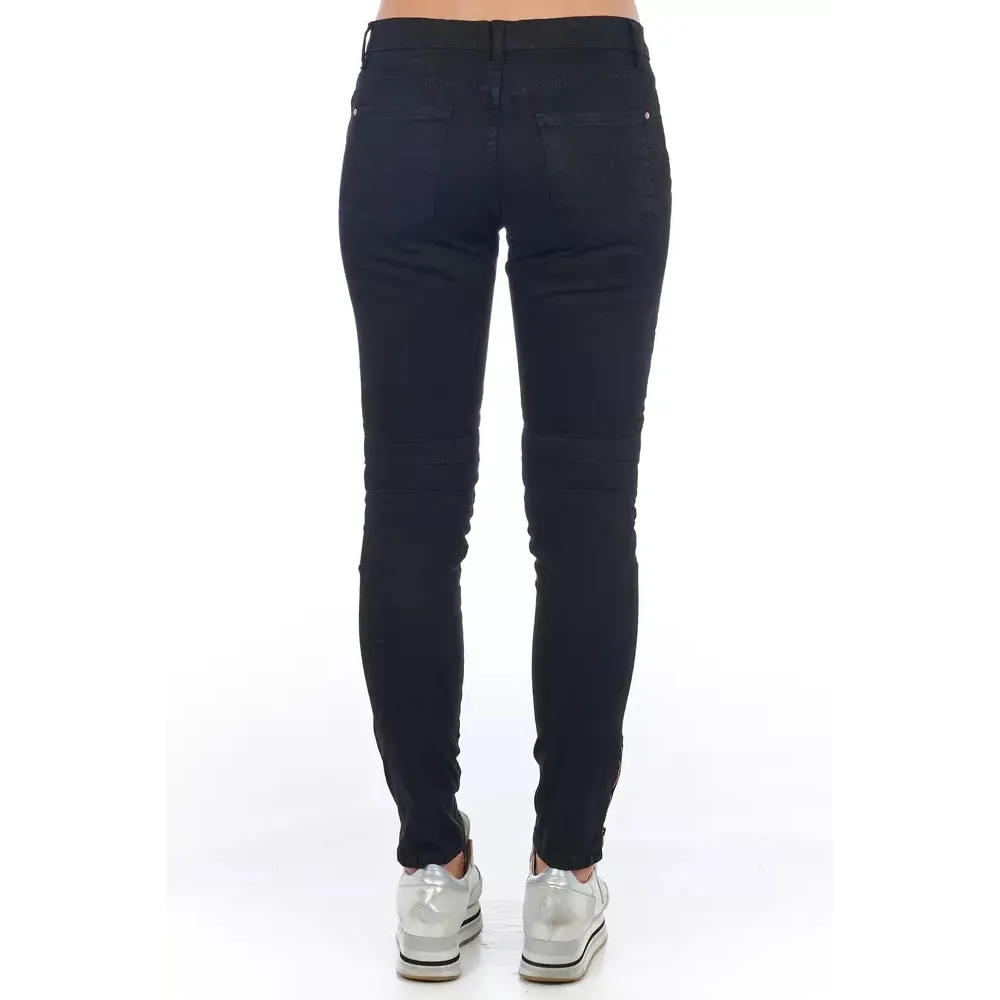 Frankie Morello Black Cotton Women Jeans