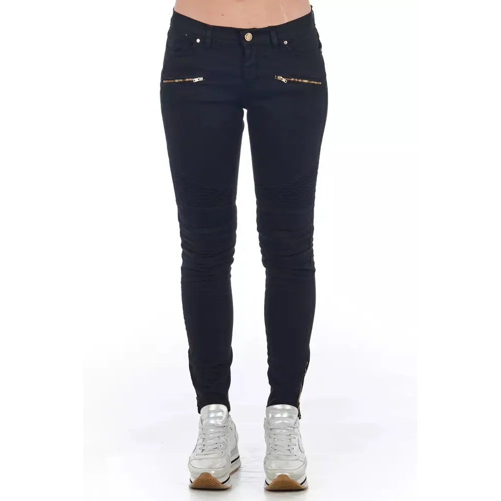 Frankie Morello Black Cotton Women Jeans