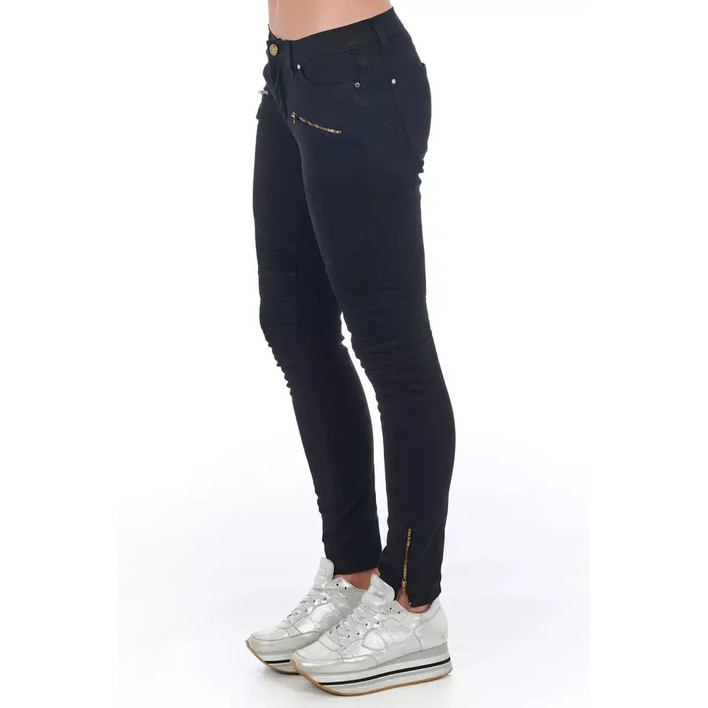 Frankie Morello Black Cotton Women Jeans