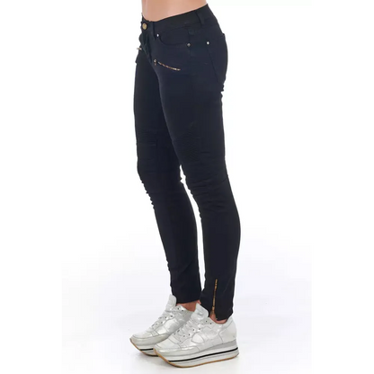 Frankie Morello Black Cotton Women Jeans