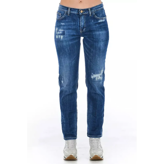 Frankie Morello Blue Cotton Women Jeans
