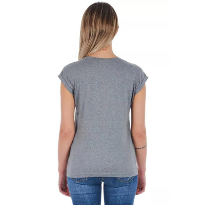 Frankie Morello Gray Cotton Women T-Shirt