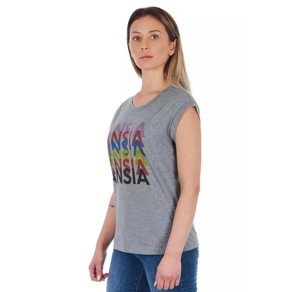 Frankie Morello Gray Cotton Women T-Shirt