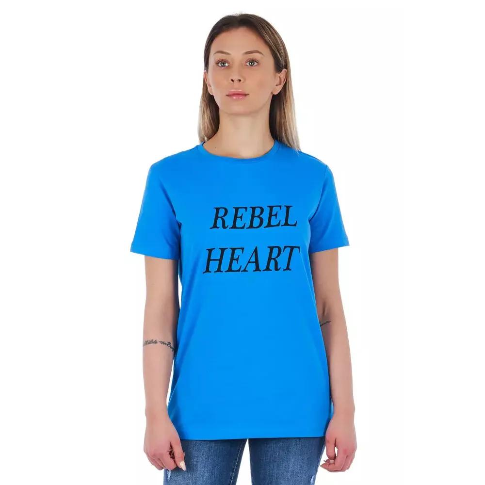 Frankie Morello Light Blue Cotton Women T-Shirt