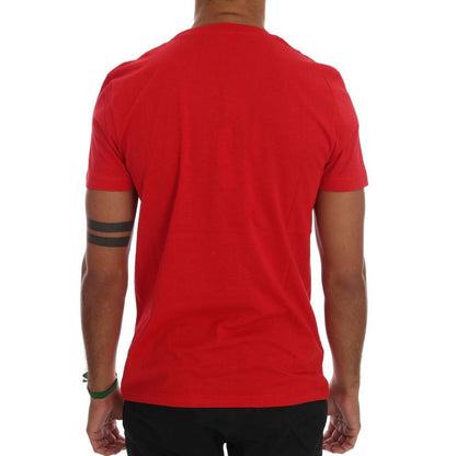 Frankie Morello Red Cotton RIDERS Crewneck T-Shirt