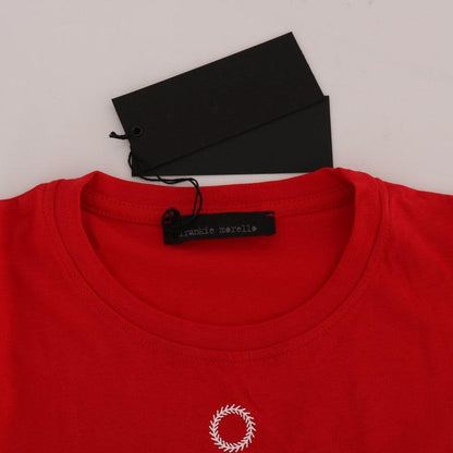 Frankie Morello Red Cotton RIDERS Crewneck T-Shirt
