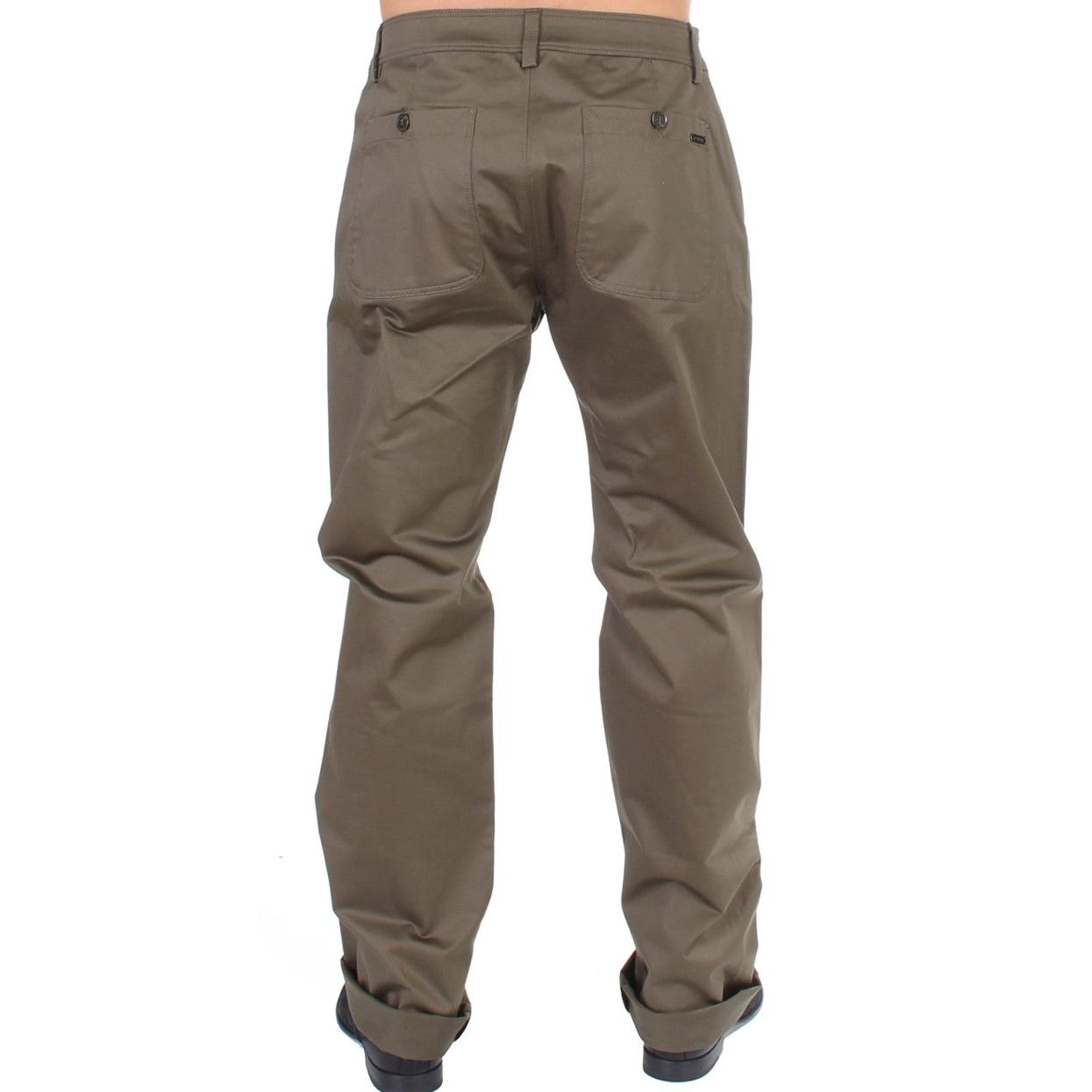 GF Ferre Green Cotton Stretch Comfort Fit Pants