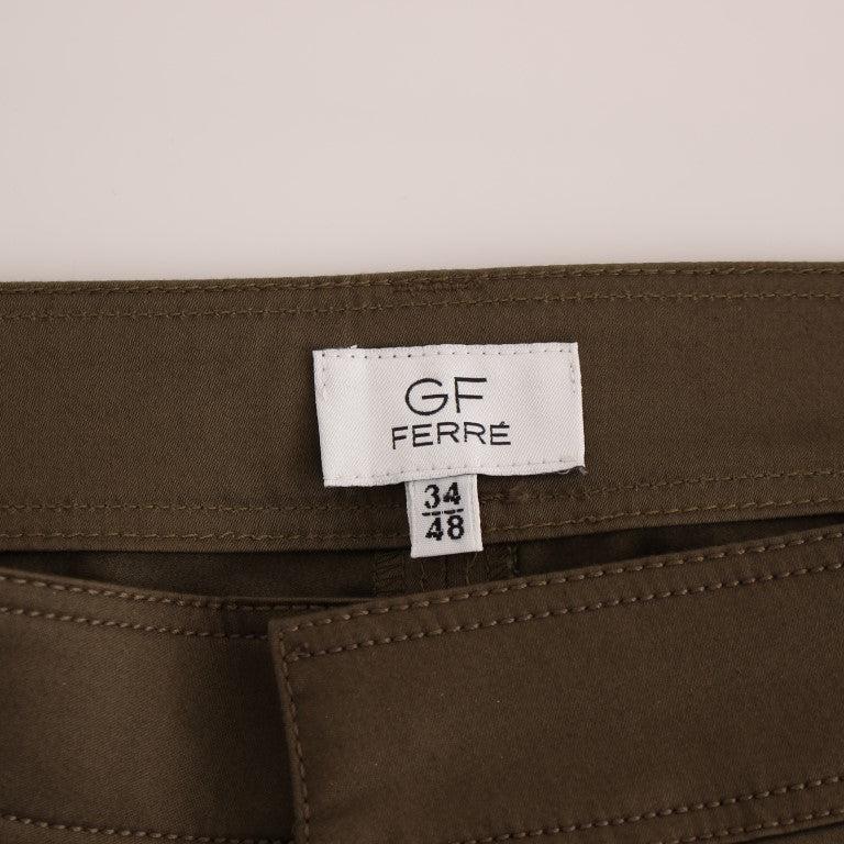 GF Ferre Green Cotton Stretch Comfort Fit Pants
