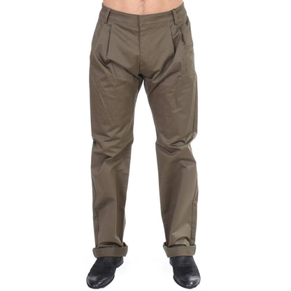 GF Ferre Green Cotton Stretch Comfort Fit Pants