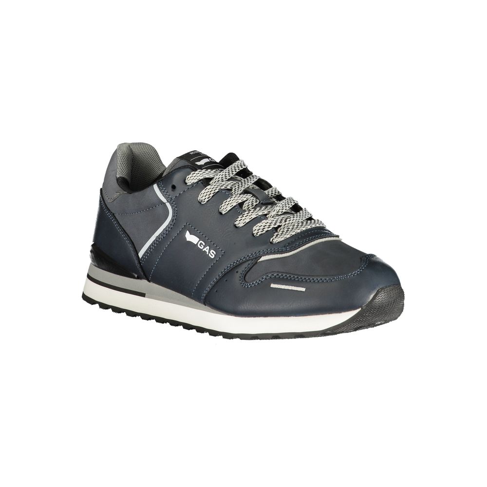 Gas Blue Polyurethane Men Sneaker