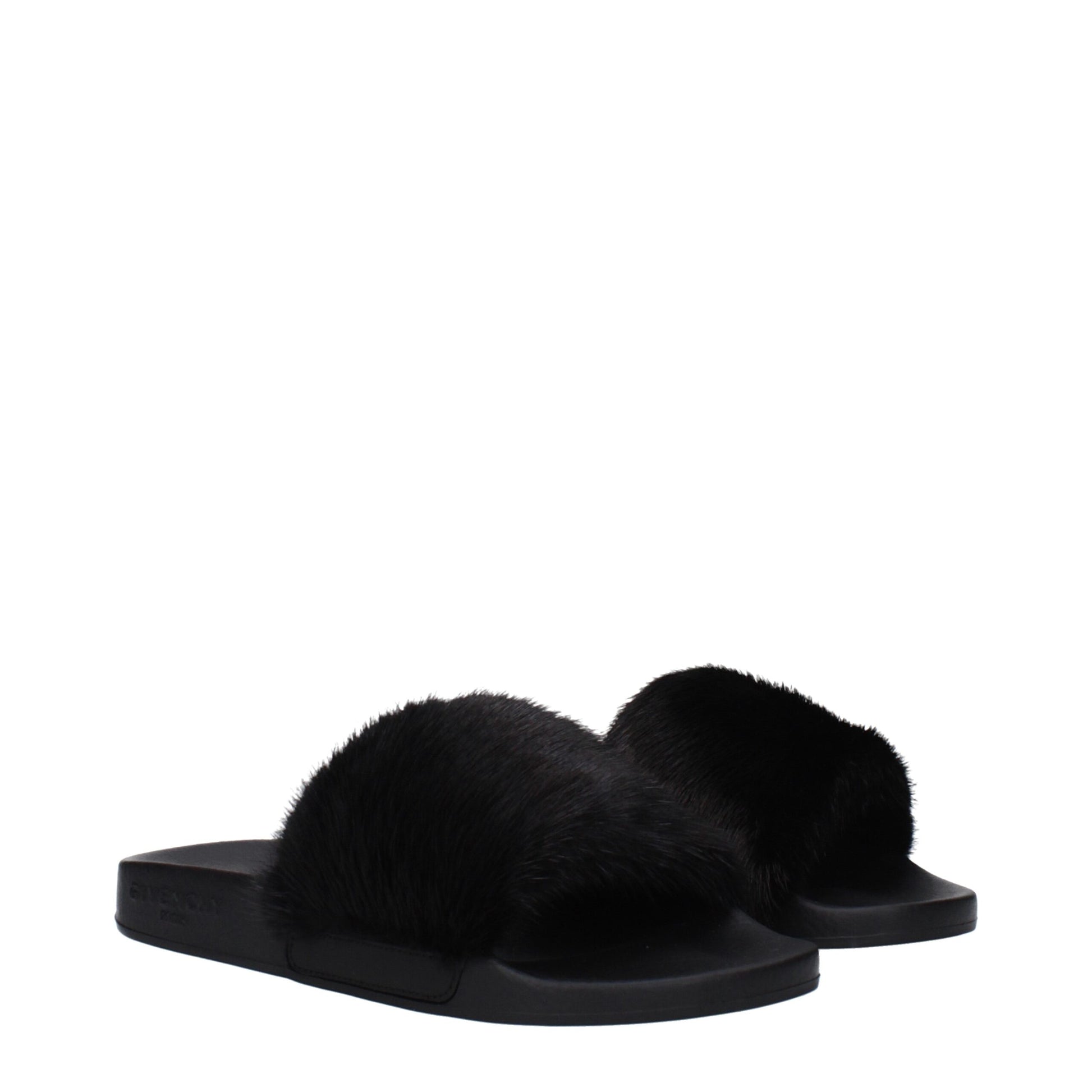 Givenchy Black Cotton Slippers Sandals