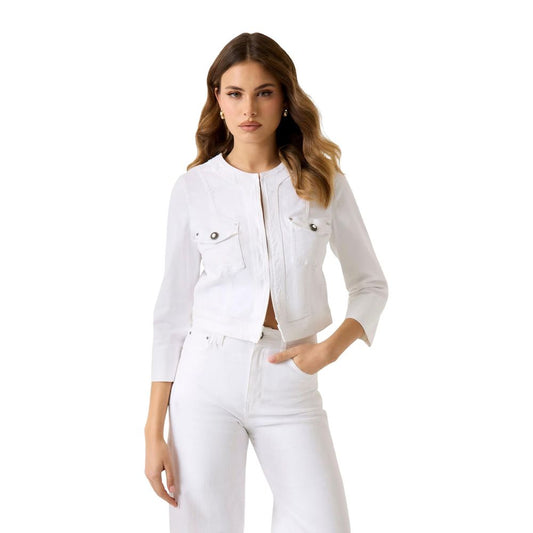 Guess White Cotton Full-Length Jacket