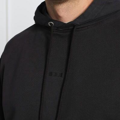 Hugo Boss Dark Blue Cotton Logo Details Hooded Sweatshirt