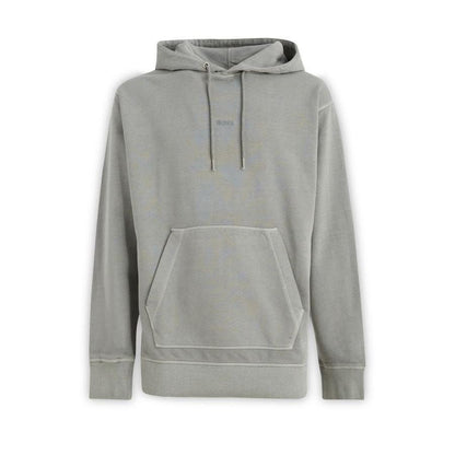 Hugo Boss Grey Cotton Logo Details Hooded Sweatshirt