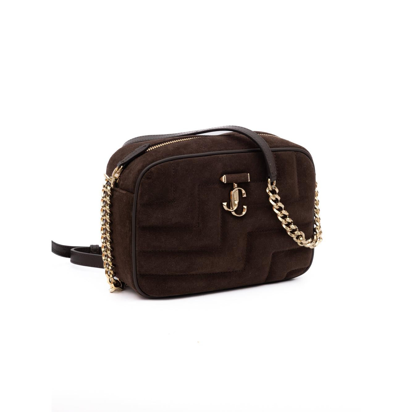 Jimmy Choo Brown Suede Avenue Camera Crossbody Bag