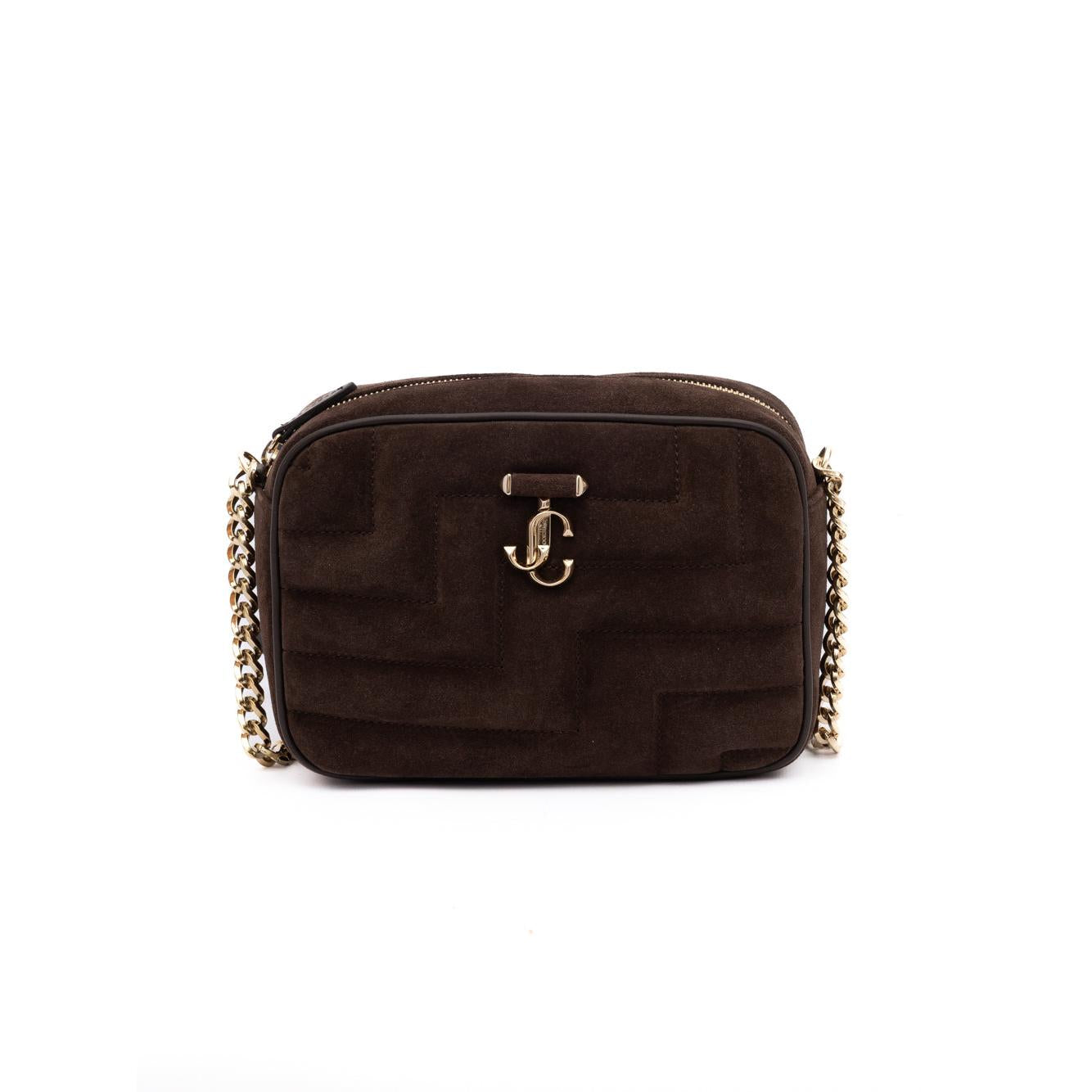 Jimmy Choo Brown Suede Avenue Camera Crossbody Bag