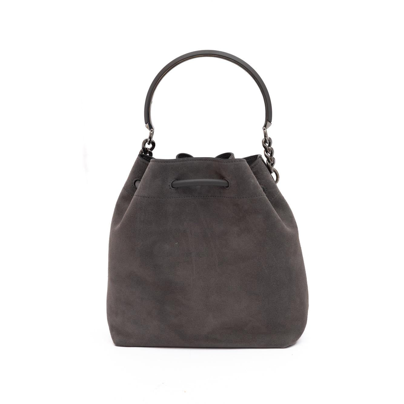 Jimmy Choo Dark Grey Bon Bon Suede Bucket