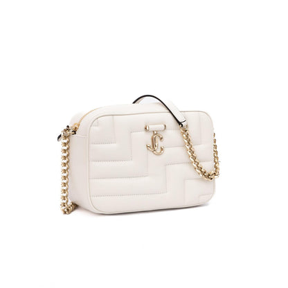 Jimmy Choo White Leather Avenue Camera Crossbody Bag