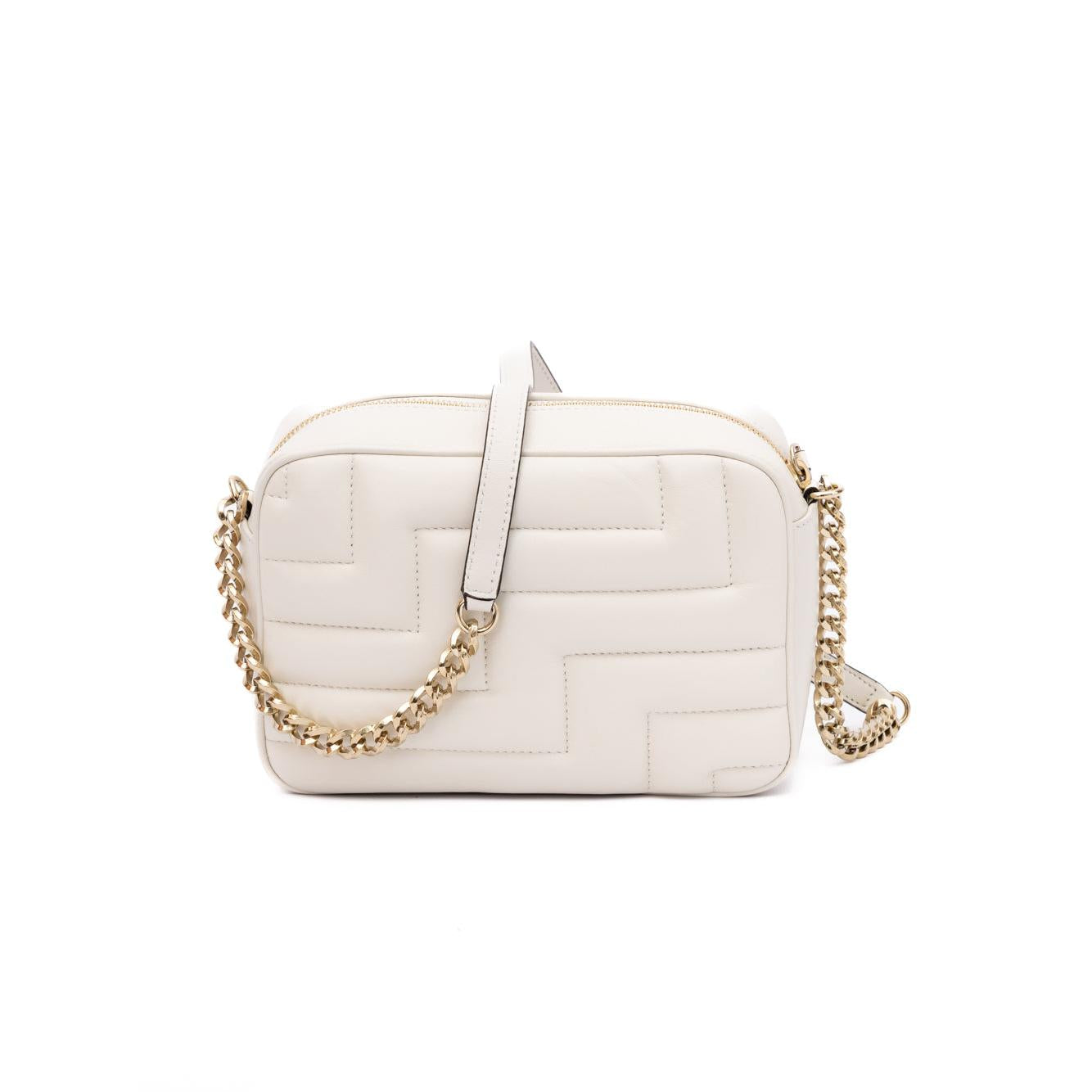 Jimmy Choo White Leather Avenue Camera Crossbody Bag
