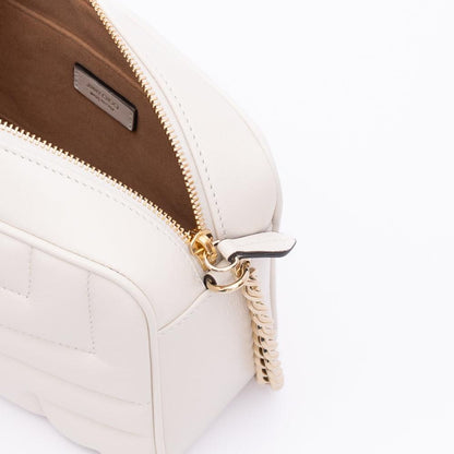 Jimmy Choo White Leather Avenue Camera Crossbody Bag