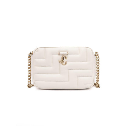 Jimmy Choo White Leather Avenue Camera Crossbody Bag