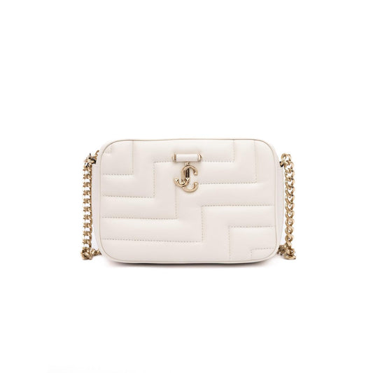 Jimmy Choo White Leather Avenue Camera Crossbody Bag