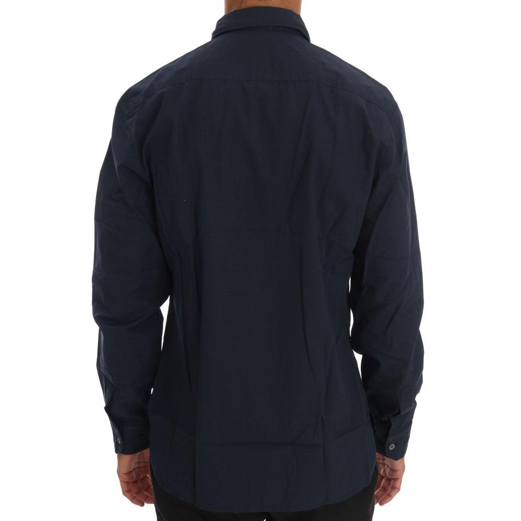 John Galliano Blue Casual Cotton Long Sleeve Shirt
