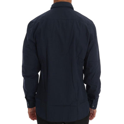 John Galliano Blue Casual Cotton Long Sleeve Shirt