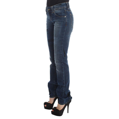 John Galliano Blue Wash Cotton Blend Slim Fit Bootcut Jeans