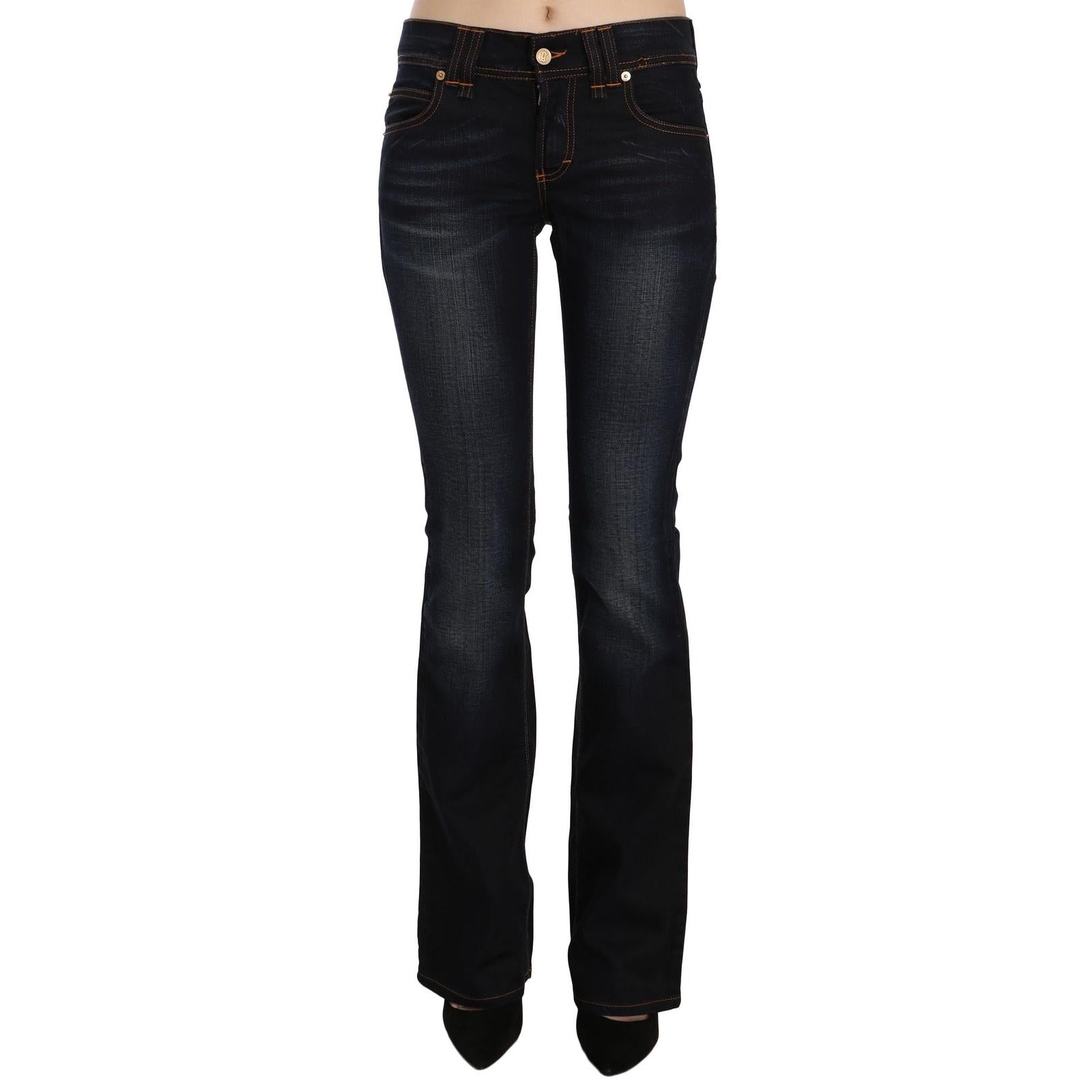 John Galliano Blue Washed Mid Waist Regular Leg Boot Cut Denim Jeans