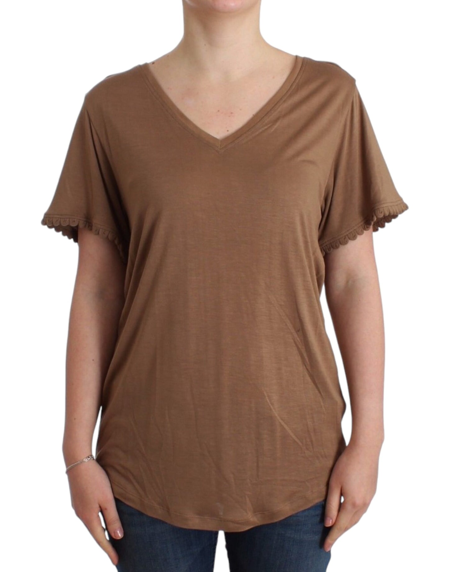 John Galliano Brown shortsleeved top