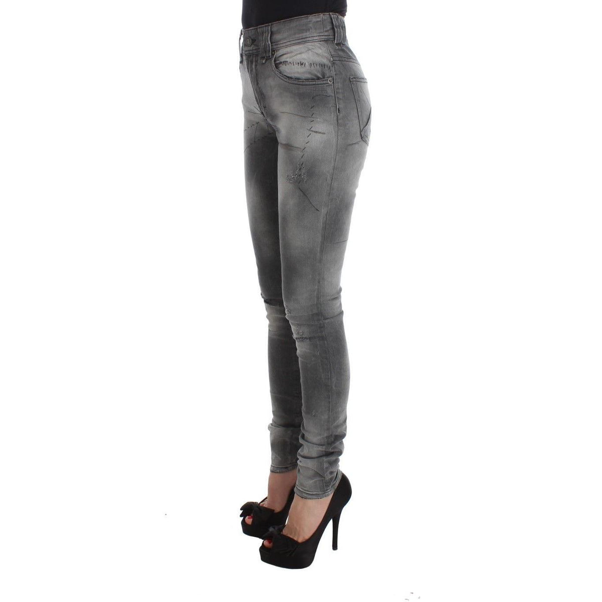 John Galliano Gray Wash Cotton Blend Slim Fit Denim Jeans Pants