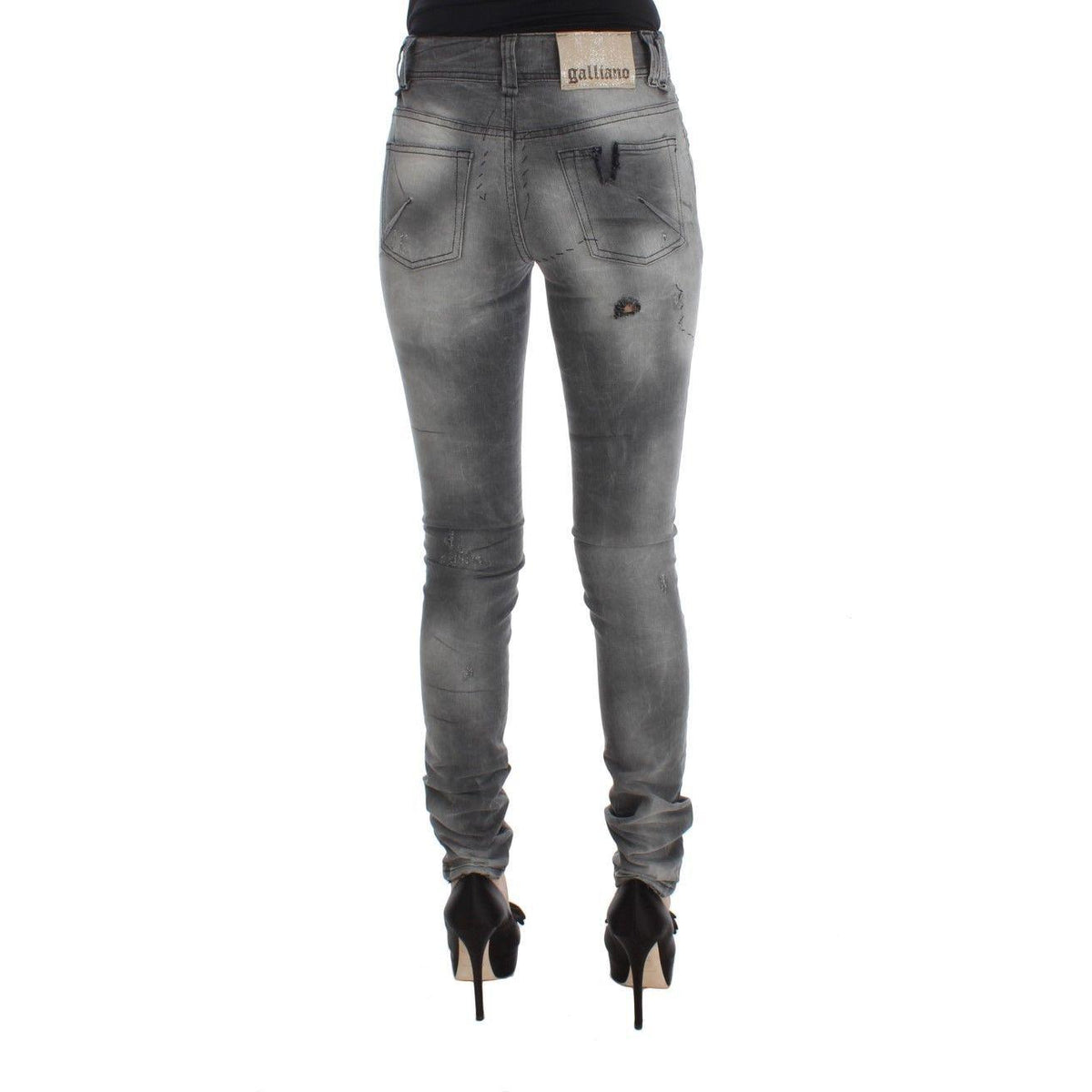 John Galliano Gray Wash Cotton Blend Slim Fit Denim Jeans Pants