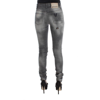 John Galliano Gray Wash Cotton Blend Slim Fit Denim Jeans Pants