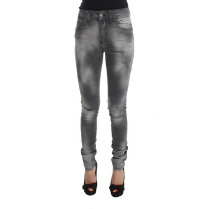 John Galliano Gray Wash Cotton Blend Slim Fit Denim Jeans Pants