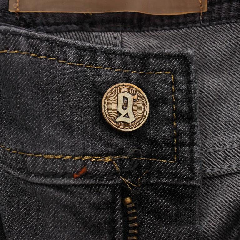 John Galliano Gray Wash Cotton Blend Slim Fit Stretch Jeans