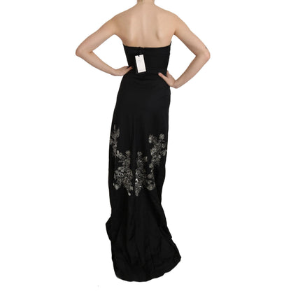 John Richmond Black Sequined Flare Ball Gown Dress
